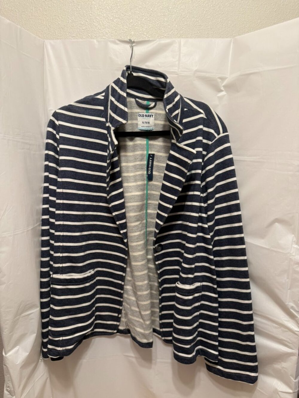 NWT Old Navy Striped Knit Single Button Blazer XL